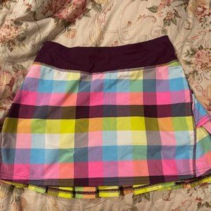 EUC (RARE) Lululemon Run: Pace Setter Skirt Sea Check Multi / Plum 2 Tall